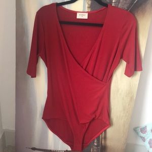 Red ribbed bodysuit size large